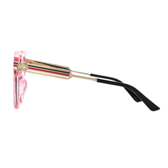 GUCCI GG0282SA Sunglasses Round Frame Web Pink Glitter Light Azure Acetate new - Picture 2 of 15